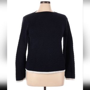 Liz Claiborne Scoop Navy with white details 100% cotton Sweater Size XL